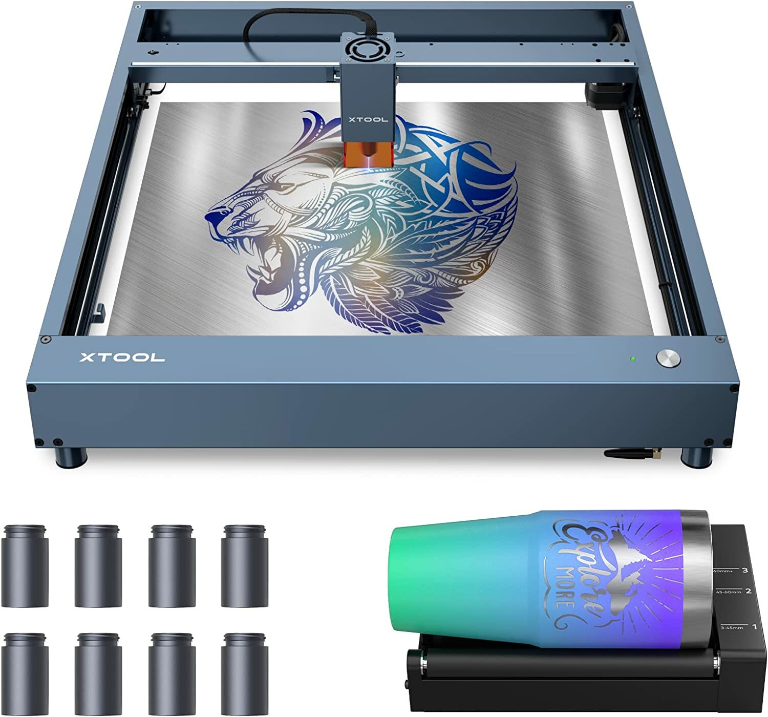 Image of xTool D1 Pro 10W Laser Engraver With RA1 Rotary Roller Higher Accuracy Diode DIY Laser Engraving Cutting Machine